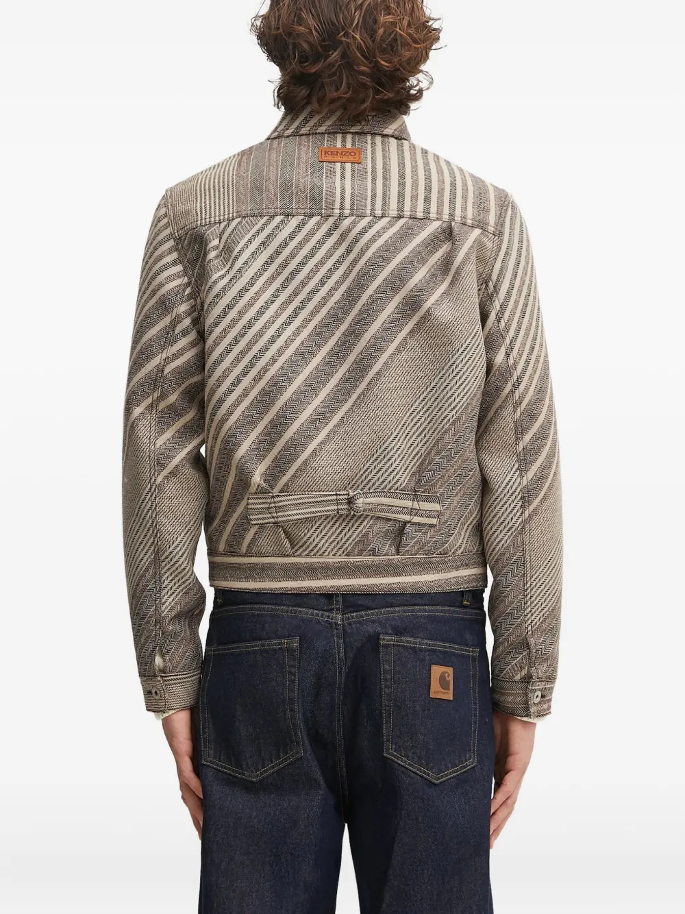 Kenzo Gestreept jack met visgraatpatroon Beige