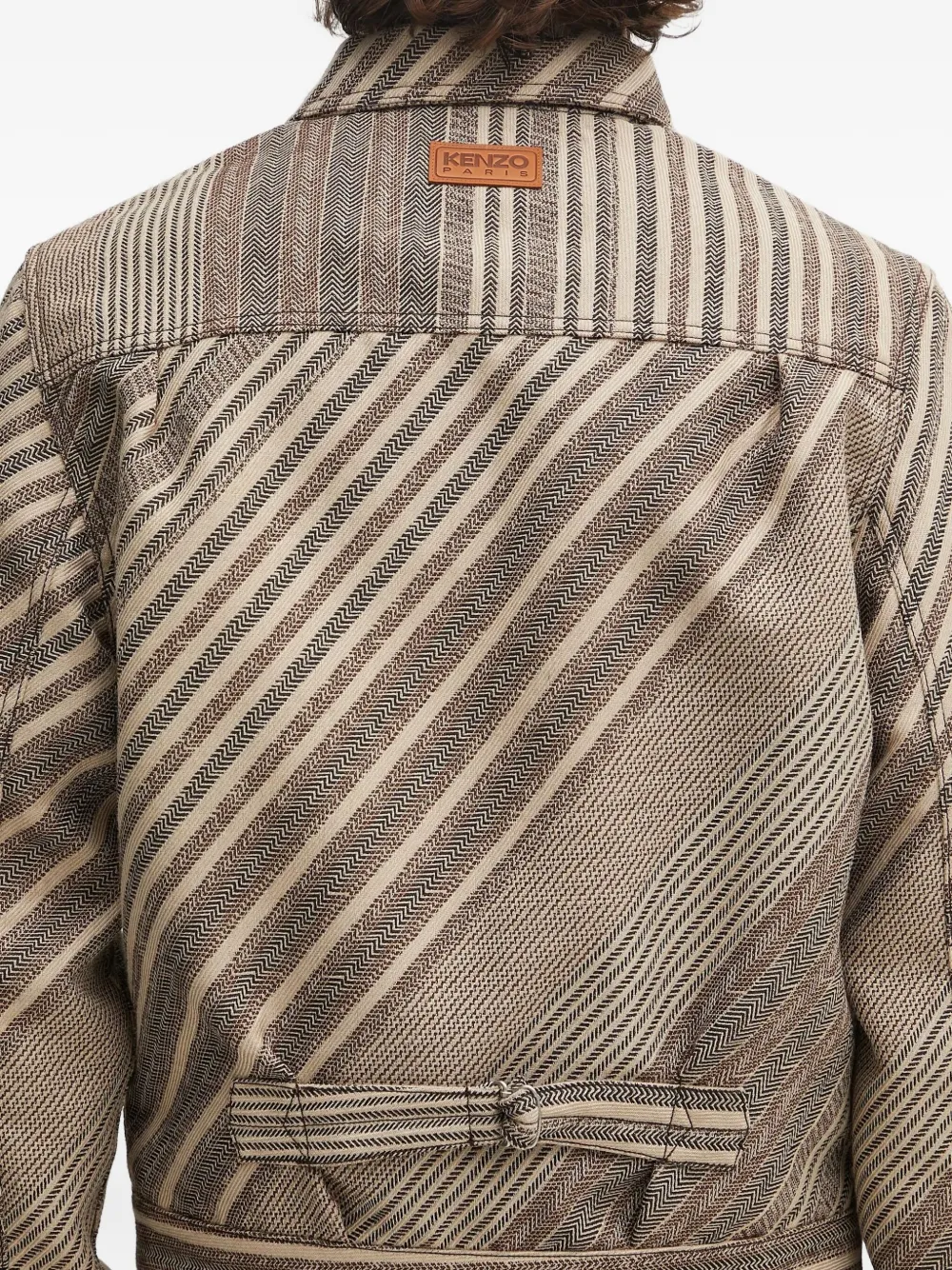 Kenzo Gestreept jack met visgraatpatroon Beige