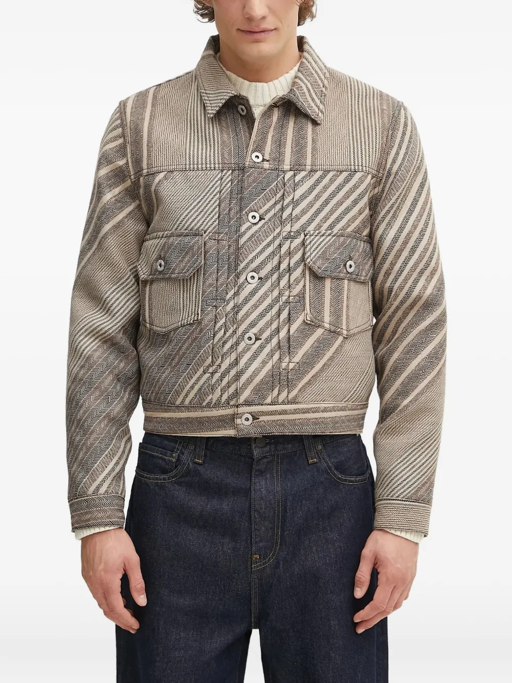 Kenzo veste rayée à motif de chevrons | tons neutres | Image 1