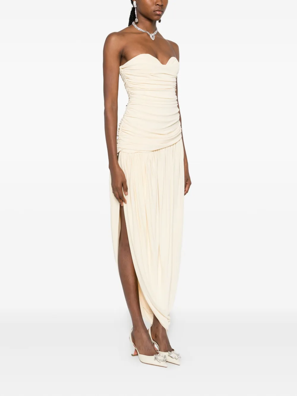 Magda Butrym Draped Open-leg Dress In Brown