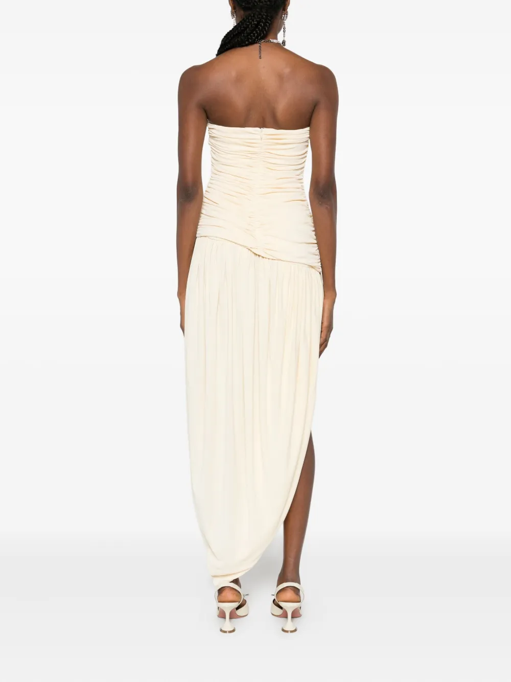Magda Butrym Draped Open-leg Dress In Brown