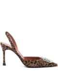 Amina Muaddi Camelia crystal-embellished pointed pumps - Brown