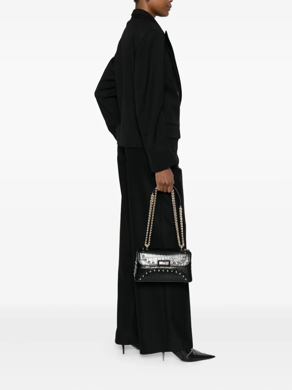 Just Cavalli studded shoulder bag - Zwart