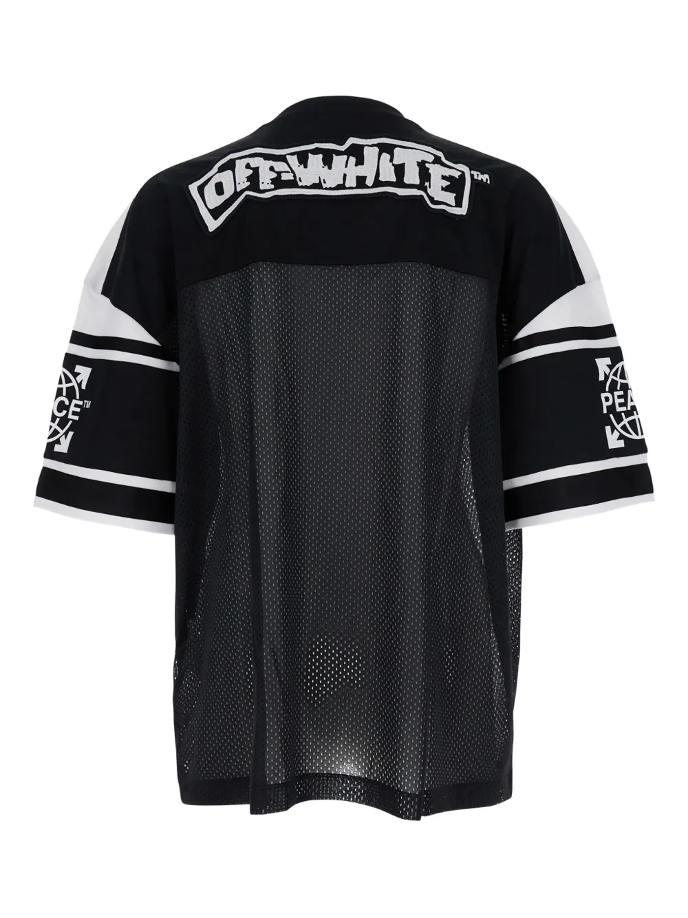 Off-white Black Top With V Neck And Maxi Print On The Front In Tech Fabric Man In Black