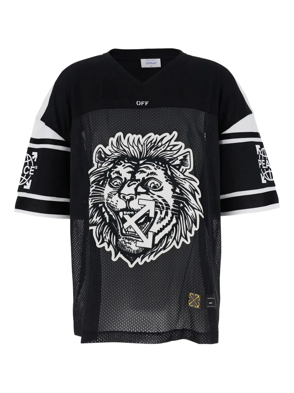 Off-White lion-print mesh T-shirt - ブラック Off-White lion-print mesh T-shirt - ブラック