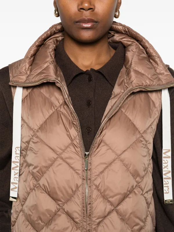 Max Mara Quilted Hooded Gilet | Brown | FARFETCH ZA