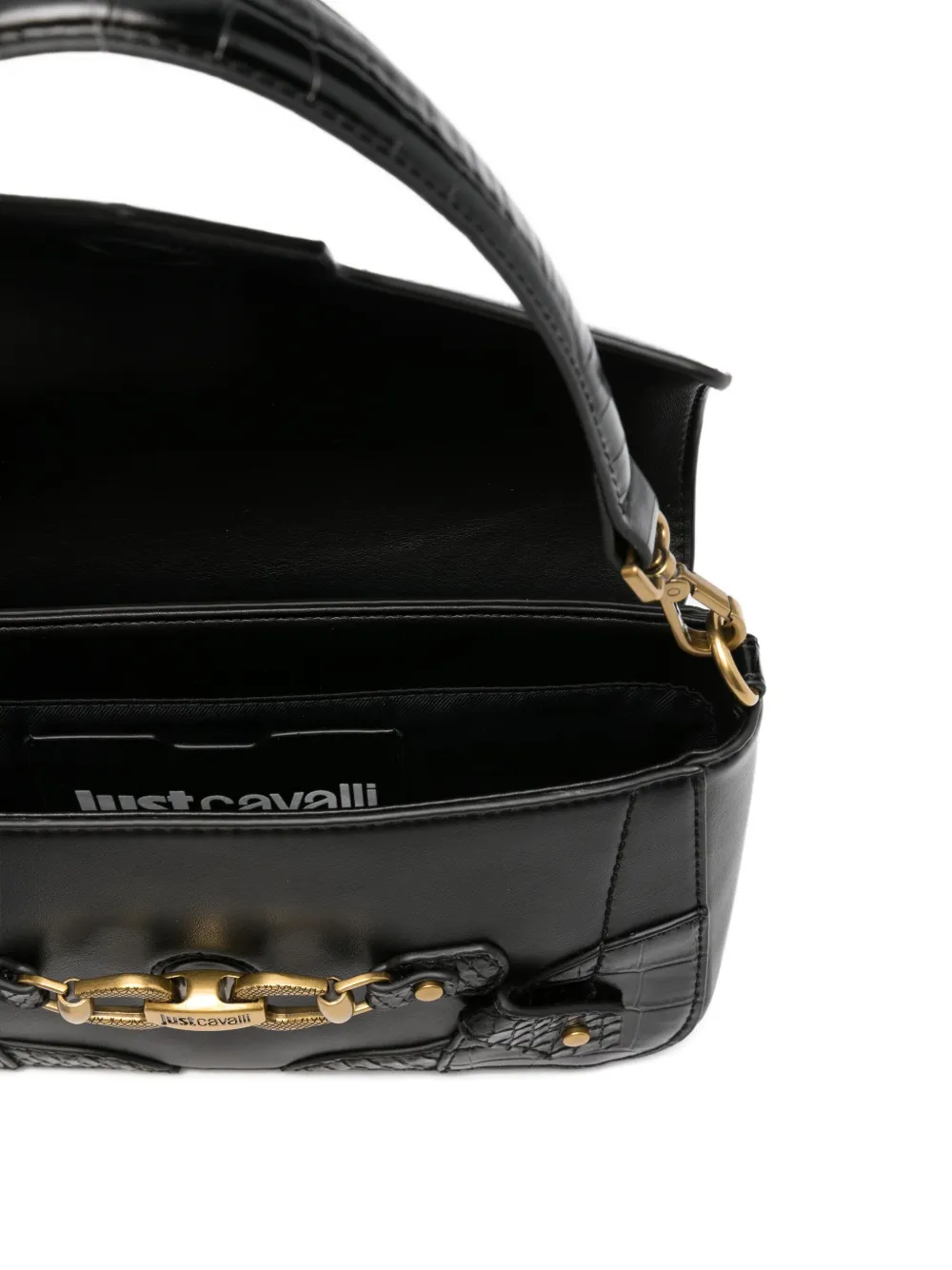Just Cavalli Crocodile-embossed Tote Bag In Black