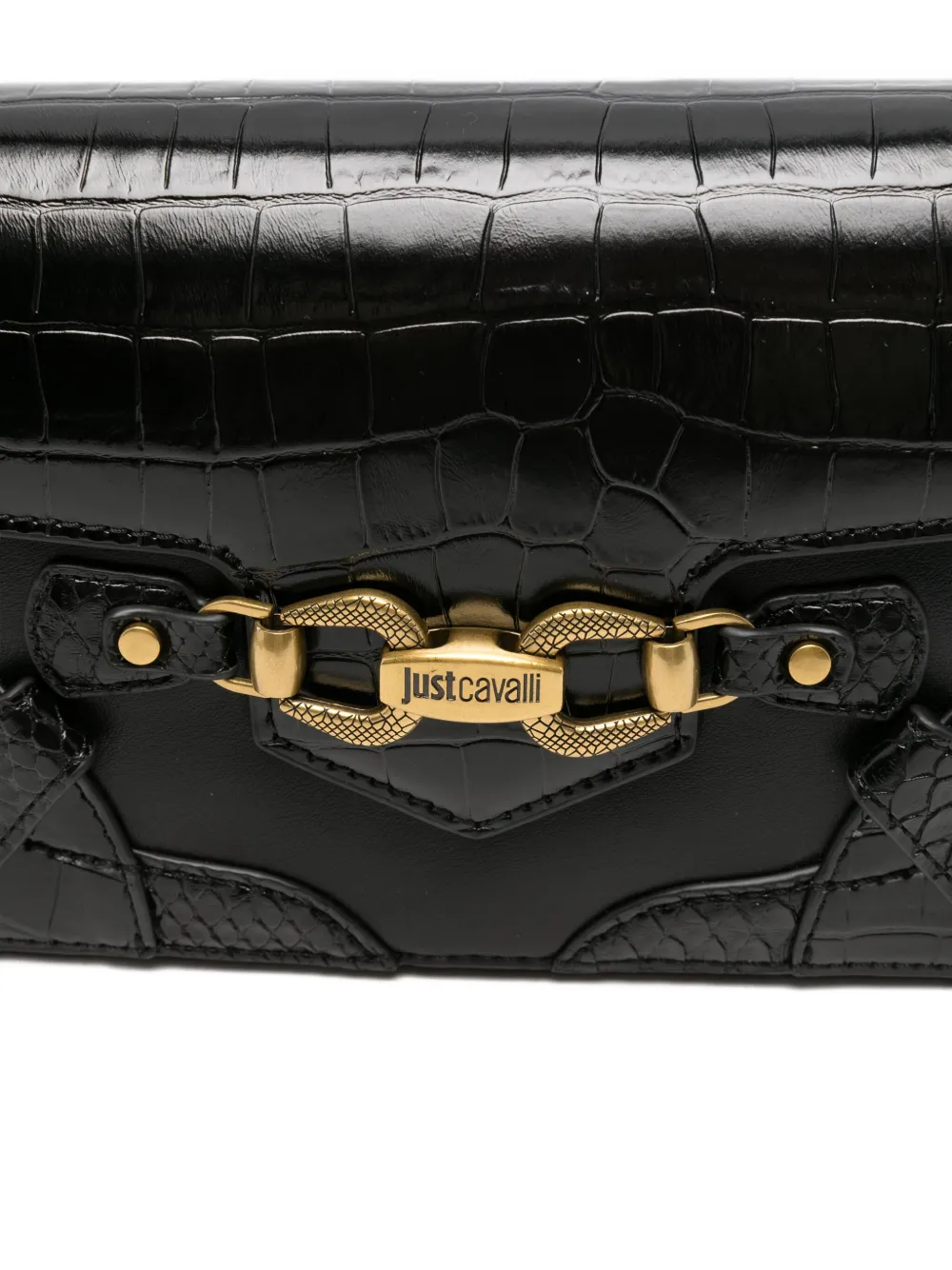 Just Cavalli Crocodile-embossed Tote Bag In Black