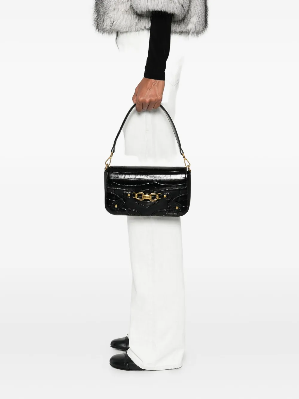 Just Cavalli crocodile-embossed tote bag - Zwart