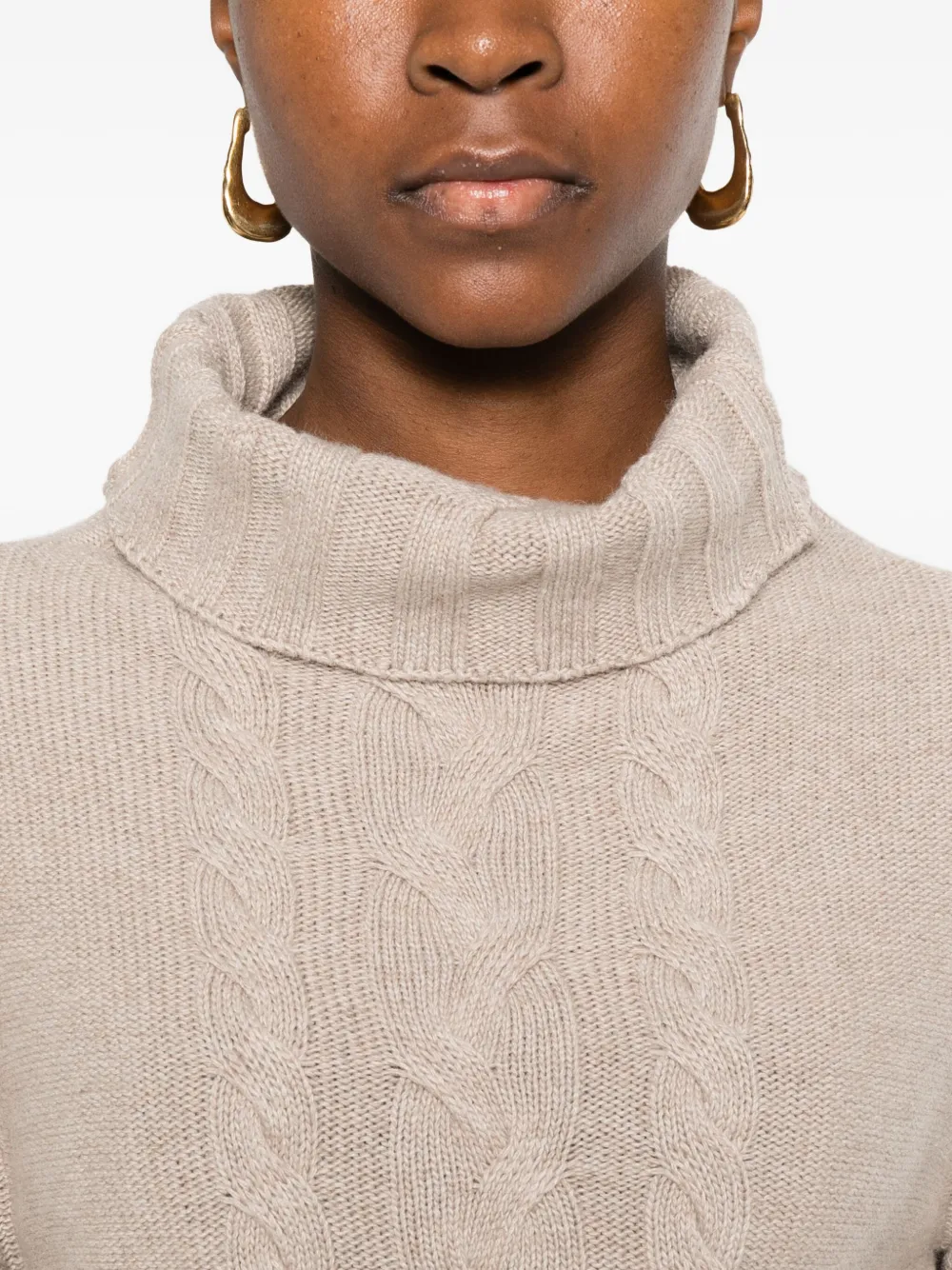Intrecci Cable-knit Roll-neck Sweater In Neutral