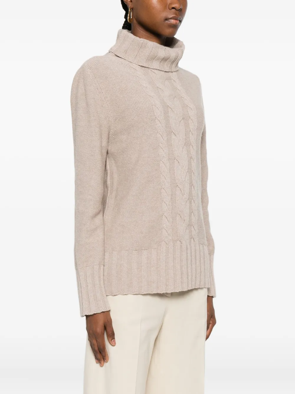 Intrecci Cable-knit Roll-neck Sweater In Neutral