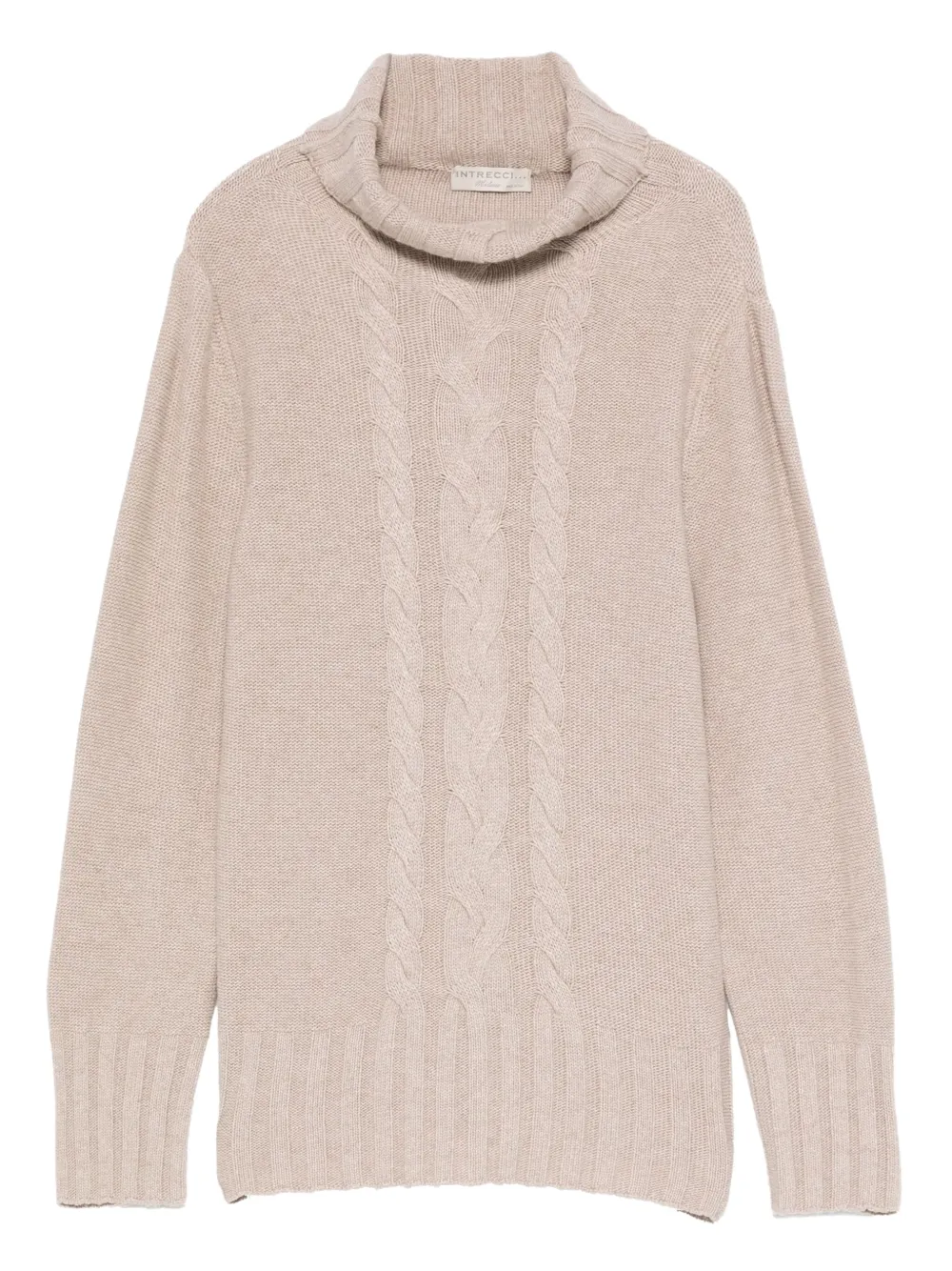 Intrecci cable-knit roll-neck sweater - Toni neutri
