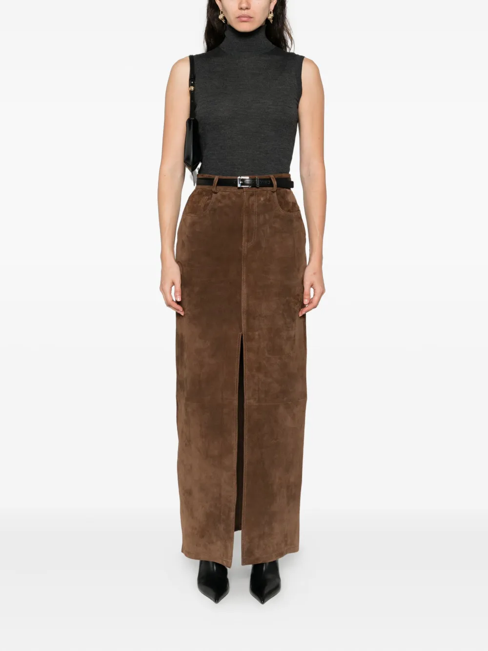Goes Botanical Roll-neck Sleeveless Top In Gray