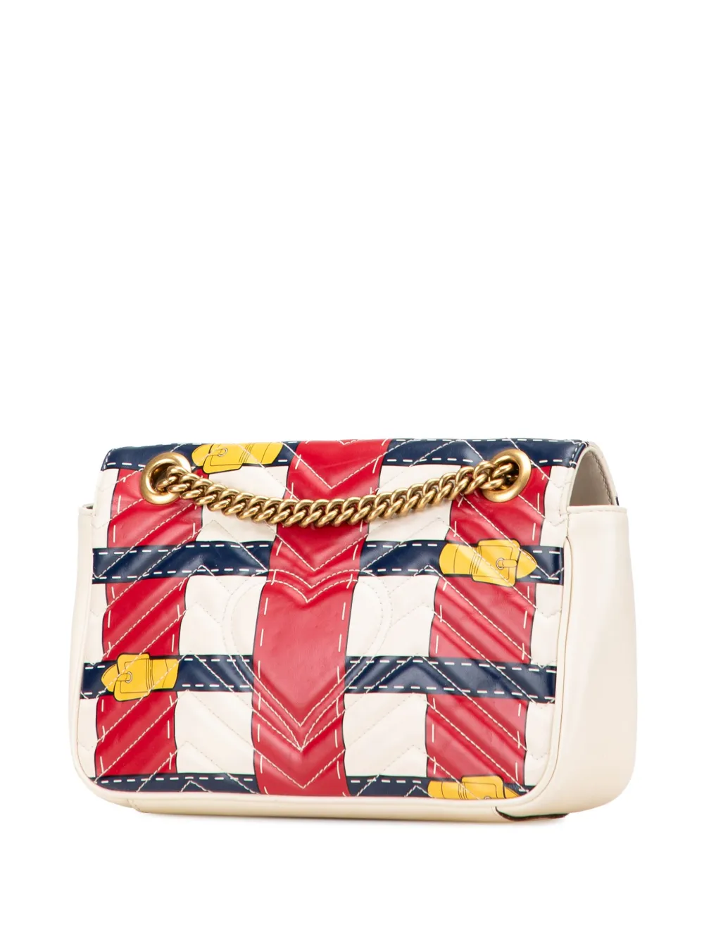 Pre-owned Gucci 2016-2025 Medium Gg Marmont Matelasse Leather Trompe L Oeil Shoulder Bag In White