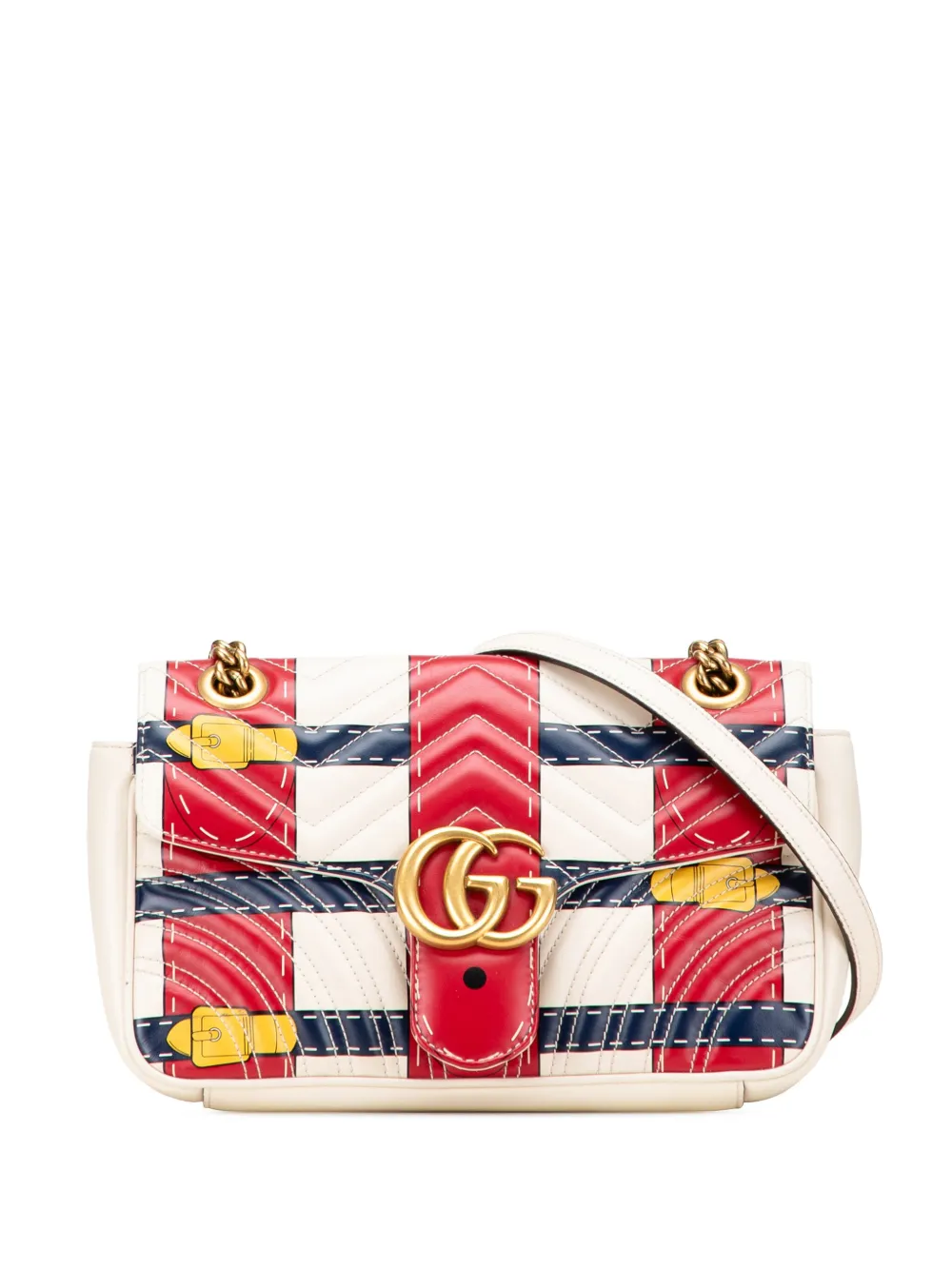 Gucci Pre-Owned 2016-2025 ミディアム GGマーモント マテラッセ レザー トロンプルイユ ショルダーバッグ - Gucci Pre-Owned 2016-2025 ミディアム GGマーモント マテラッセ レザー トロンプルイユ ショルダーバッグ -