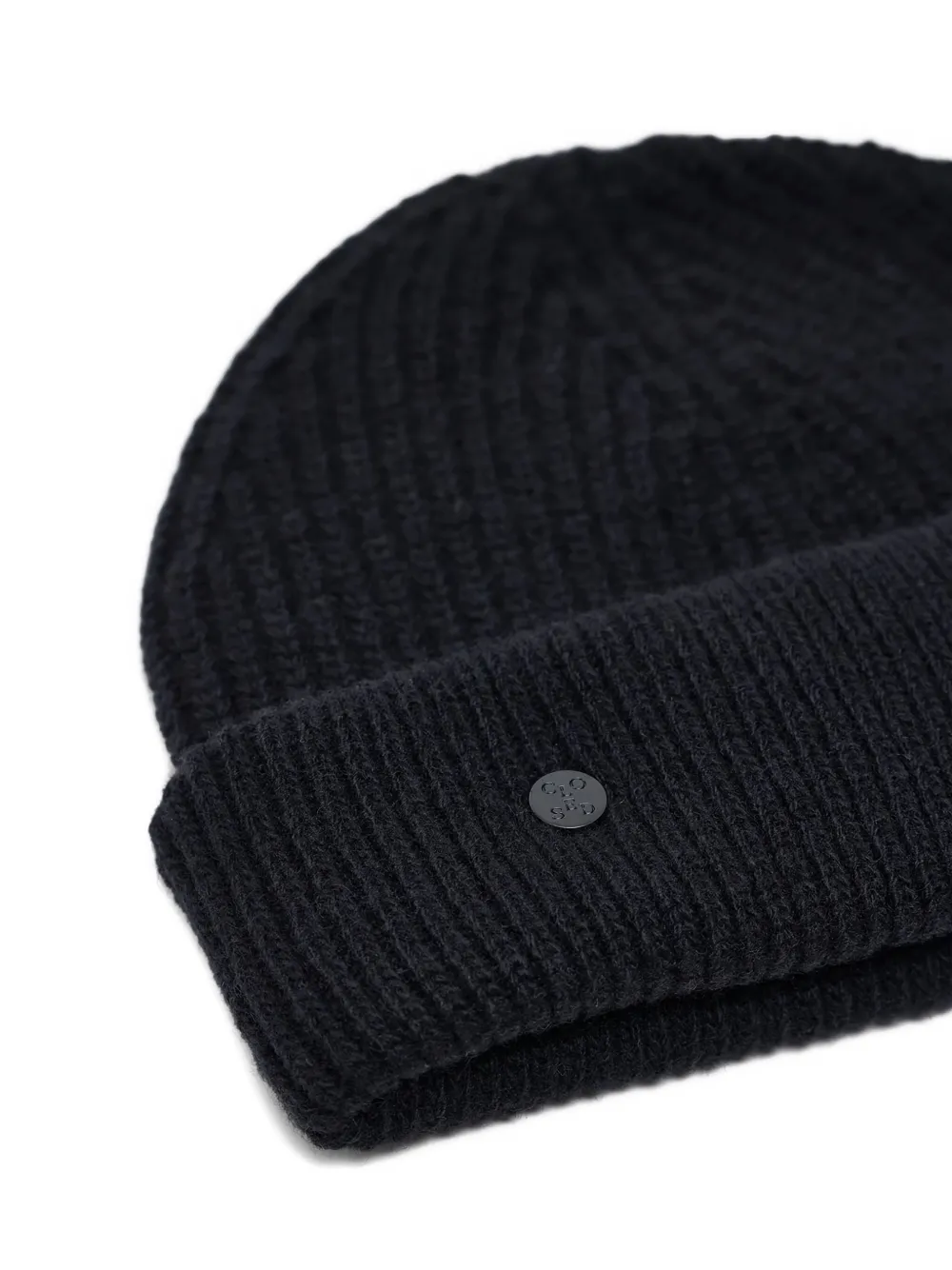 Closed Geribbelde muts met omgeslagen zoom - Zwart