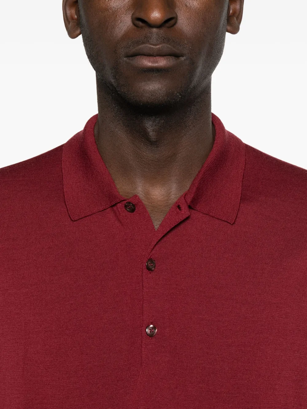John Smedley Buttoned Polo Shirt In Red
