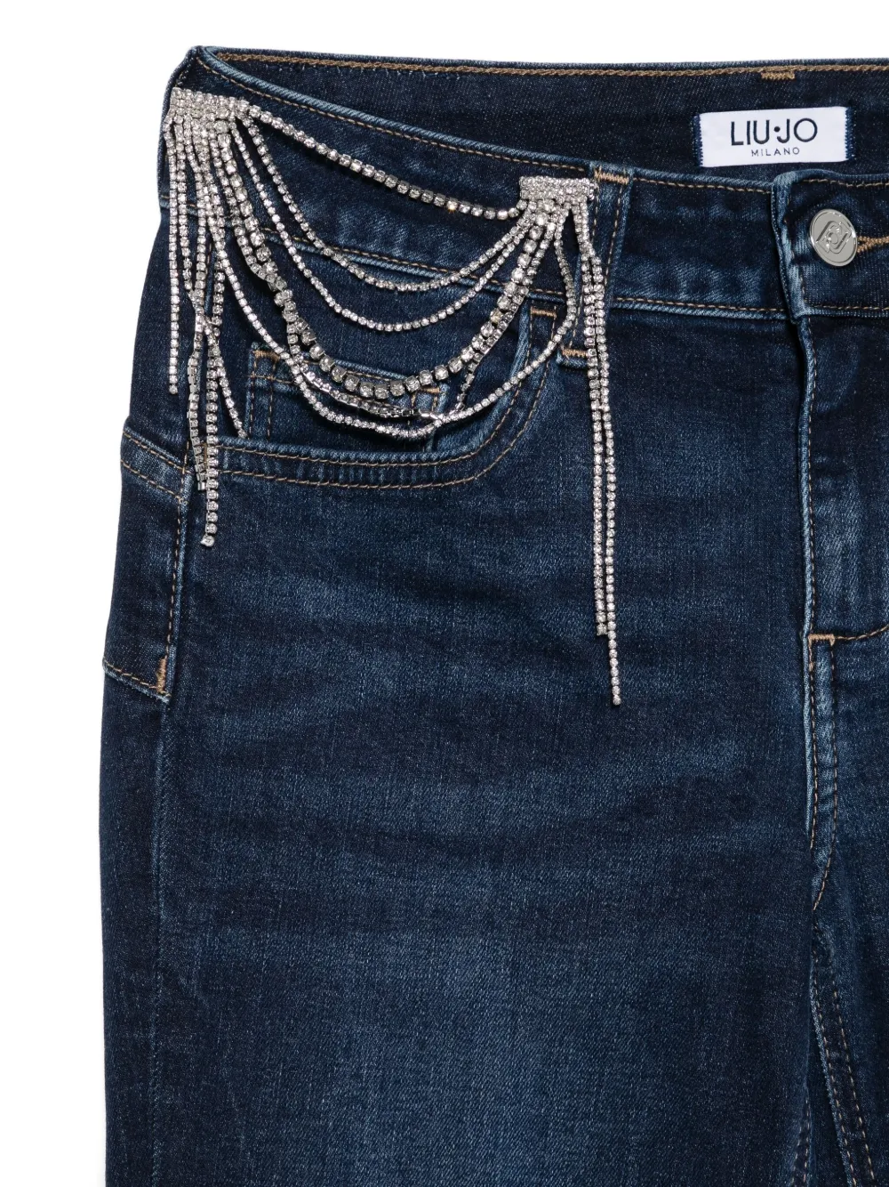 Liu •jo Rhinestone-embellished Straight-leg Jeans In Blue