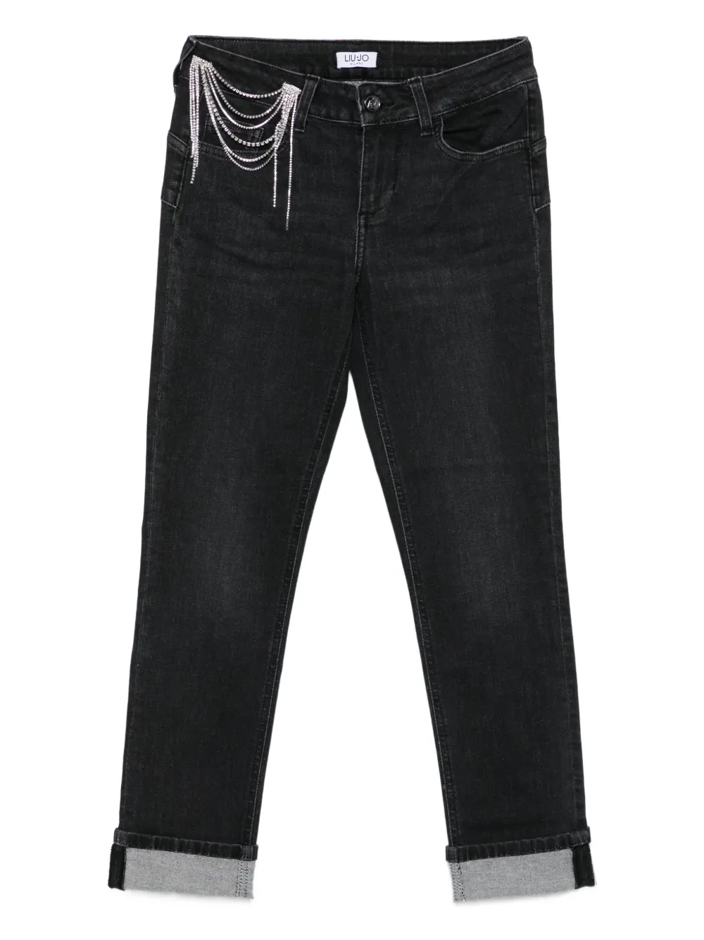 LIU JO rhinestone-embellished straight-leg jeans | Black | Image 1