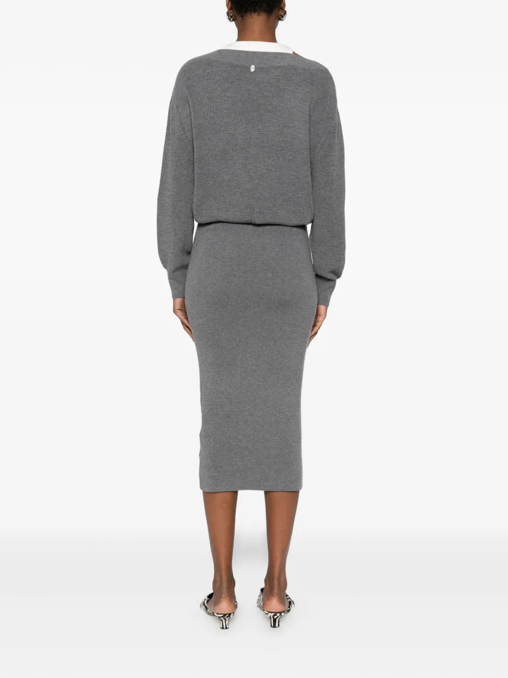 Liu •jo V-neck Knitted Dress In Gray