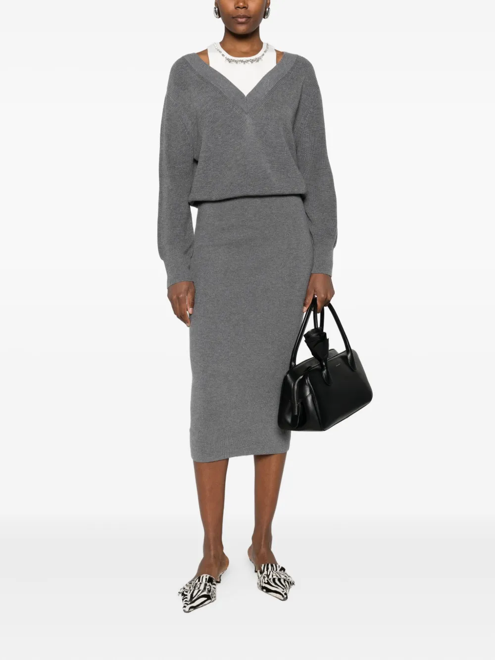 LIU JO V-neck knitted dress - Grijs