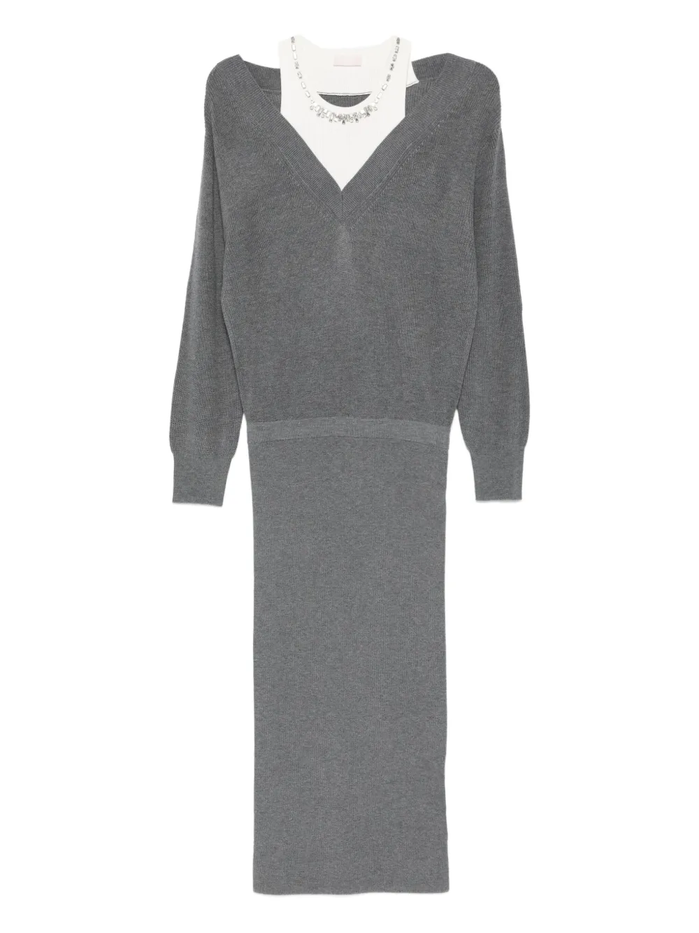 LIU JO vestido tejido con cuello en V | gris | Image 1