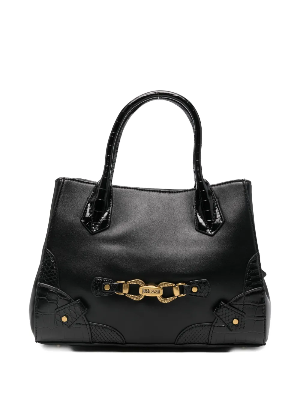 Just Cavalli Logo-plaque Tote Bag In Black