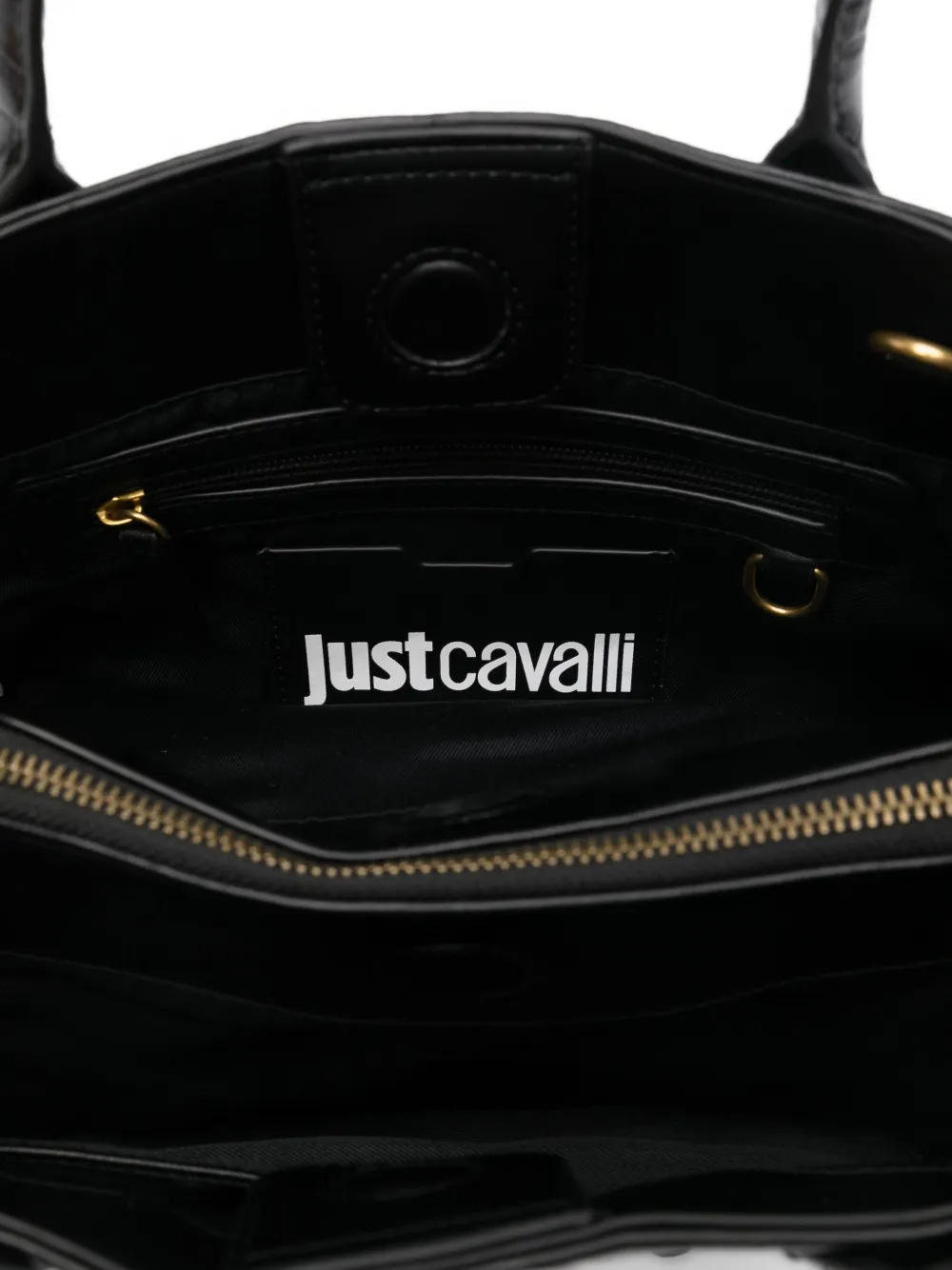 Just Cavalli Logo-plaque Tote Bag In Black