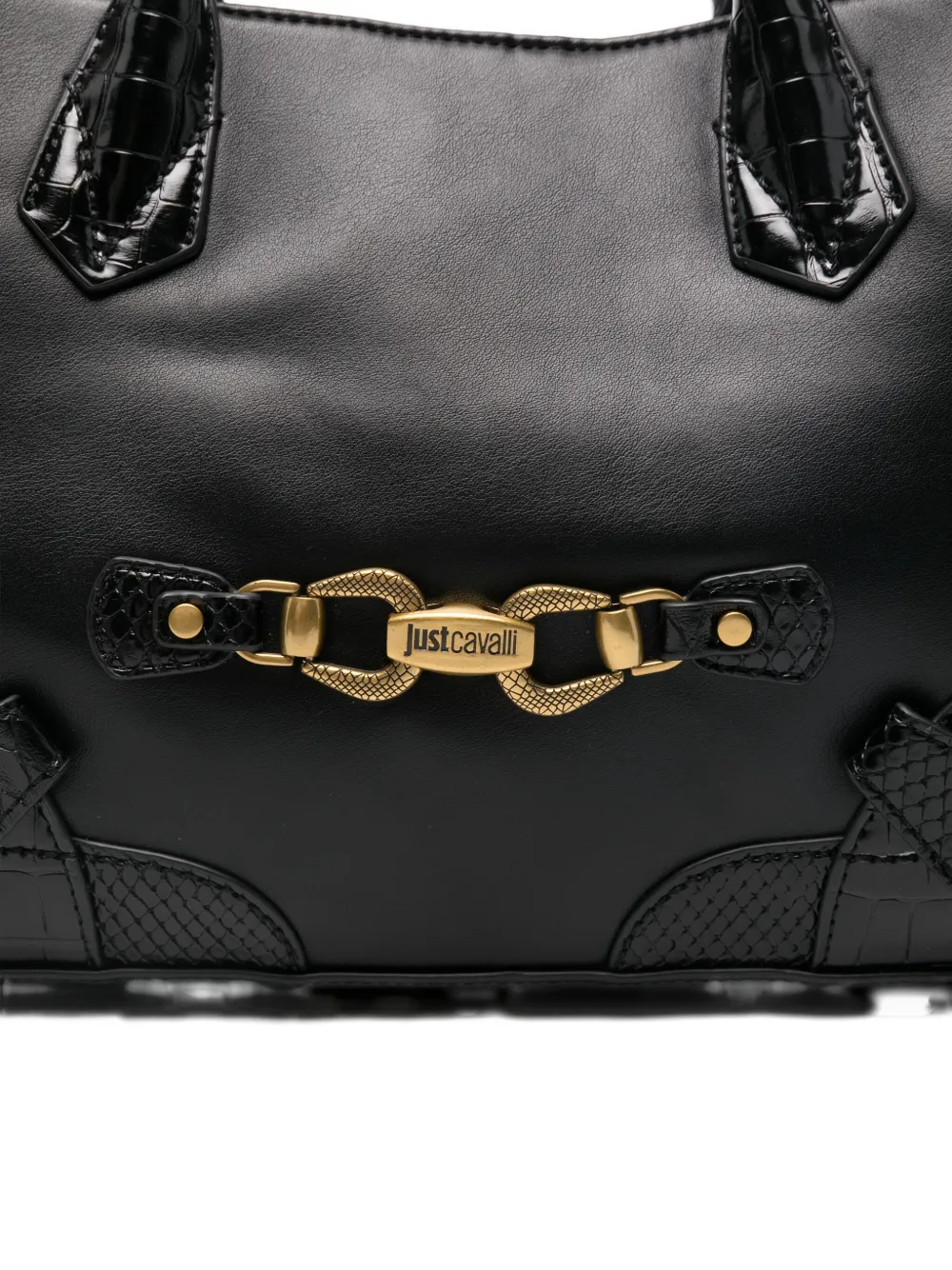 Just Cavalli Logo-plaque Tote Bag In Black