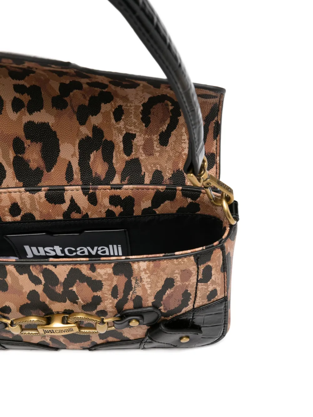 Just Cavalli Leopard-print Tote Bag In Black