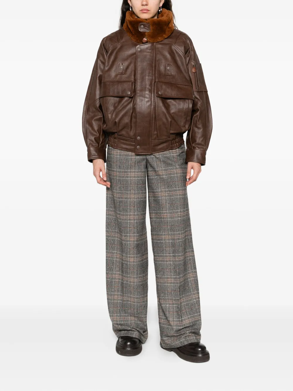 R13 Long-sleeved Leather Jacket In Multi