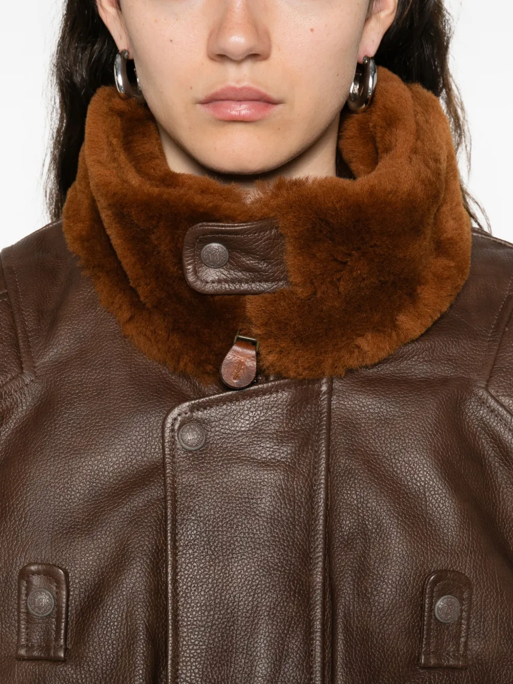 R13 Long-sleeved Leather Jacket In Multi