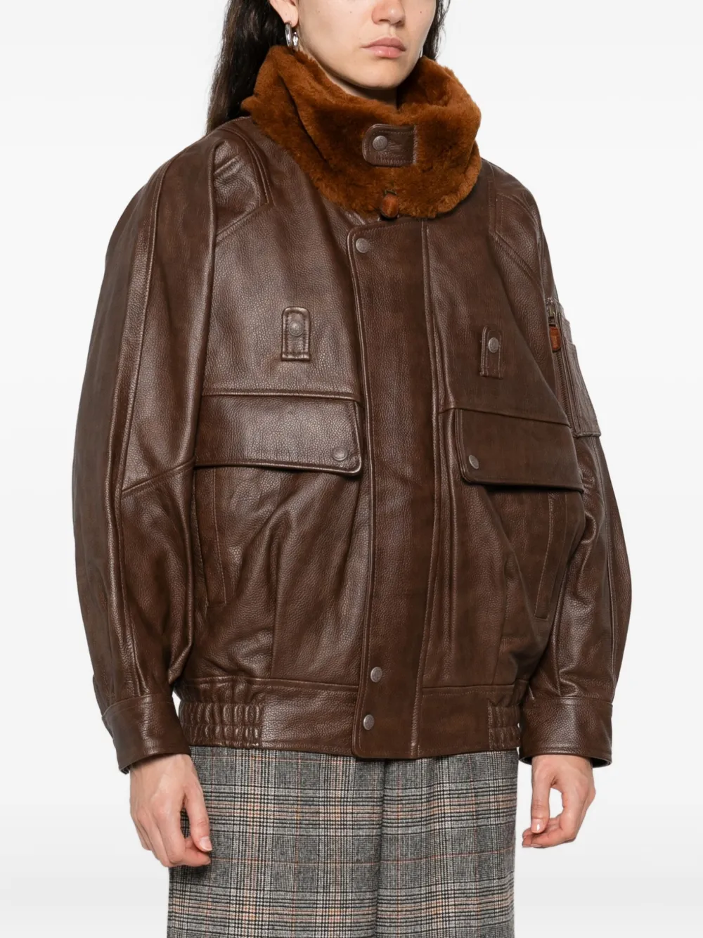 R13 Long-sleeved Leather Jacket In Multi