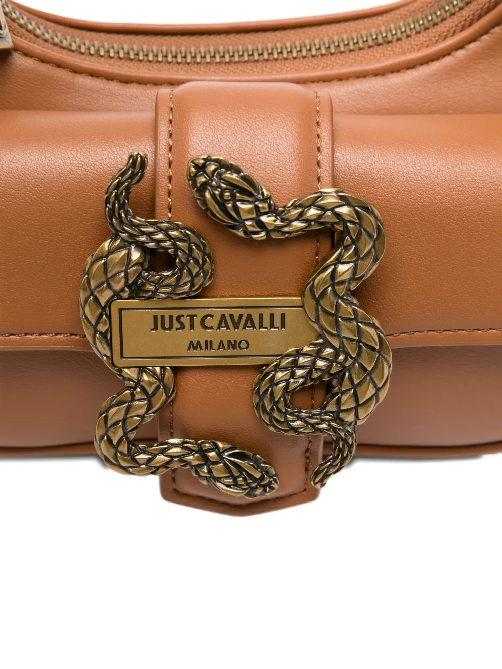 Just Cavalli Iconic Snakes Tote Bag In Brown