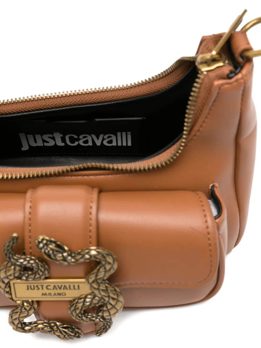Just Cavalli Iconic Snakes Tote Bag In Brown