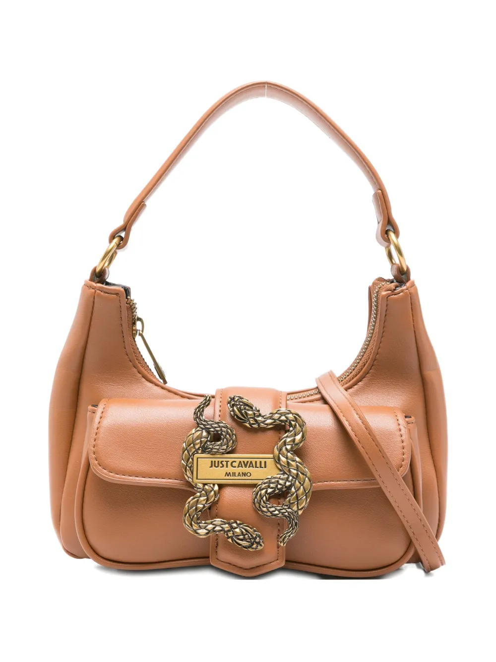 Just Cavalli Iconic Snakes Tote Bag In Brown