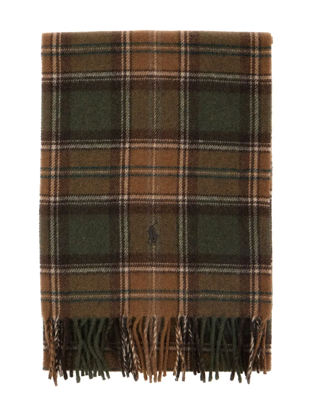 Polo Ralph Lauren embroidered-logo check-pattern scarf | Brown | Image 1
