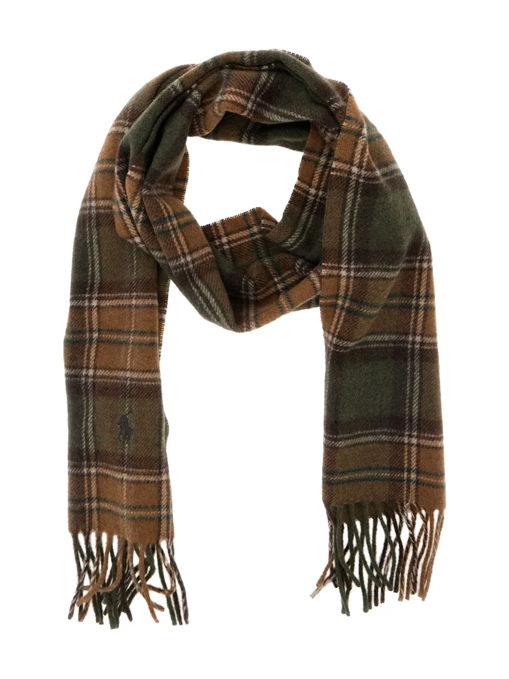 Polo Ralph Lauren embroidered-logo check-pattern scarf - Bruin