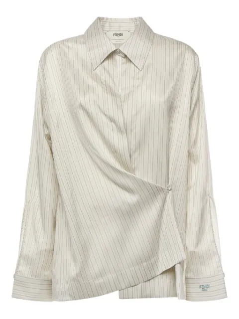 FENDI camisa drapeada con motivo de rayas