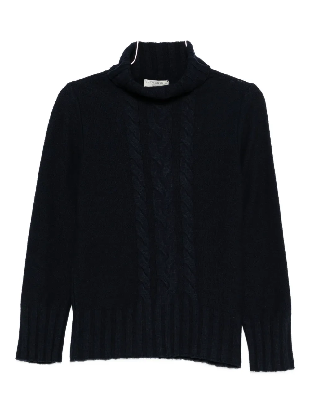 Intrecci Cable-knit Roll-neck Sweater In Black