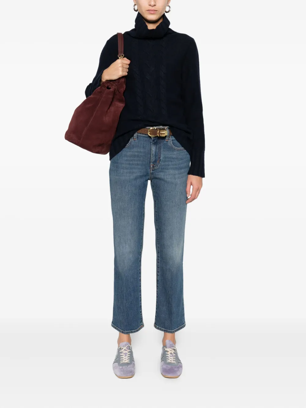 Intrecci Cable-knit Roll-neck Sweater In Black