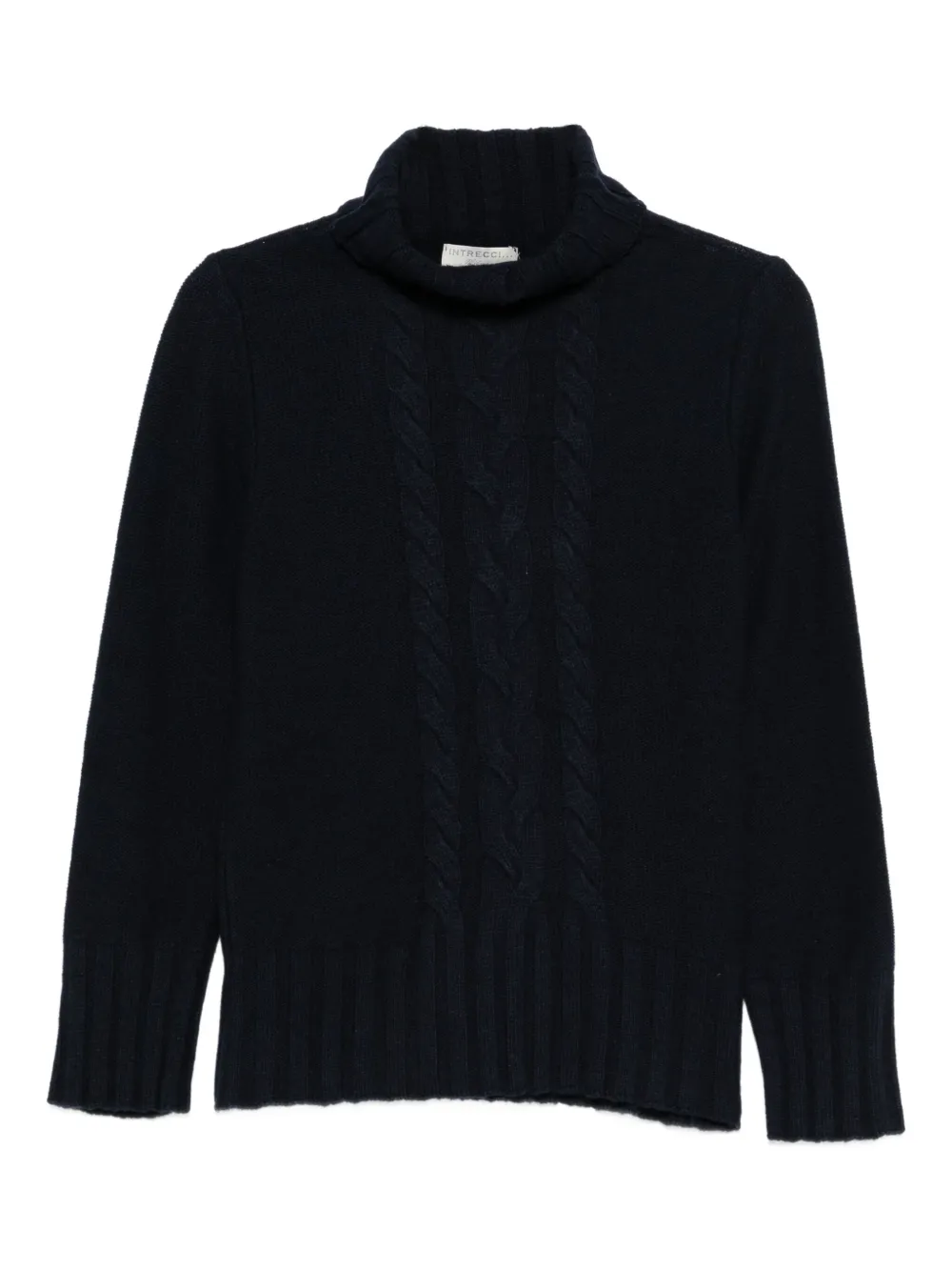 Intrecci cable-knit roll-neck sweater - Nero