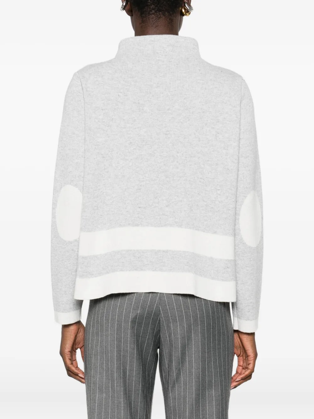 Intrecci Striped-detail High-neck Sweater In White
