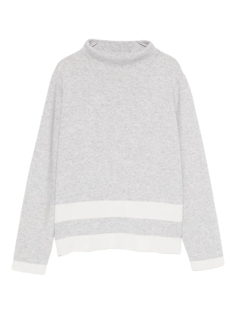 Intrecci Striped-detail High-neck Sweater In White