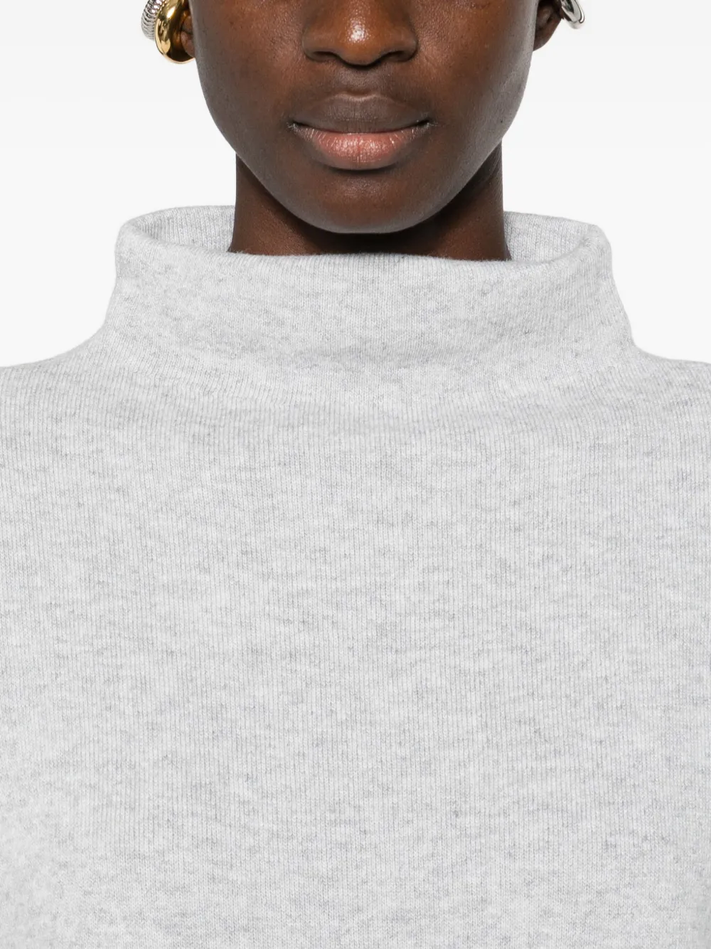 Intrecci Striped-detail High-neck Sweater In White