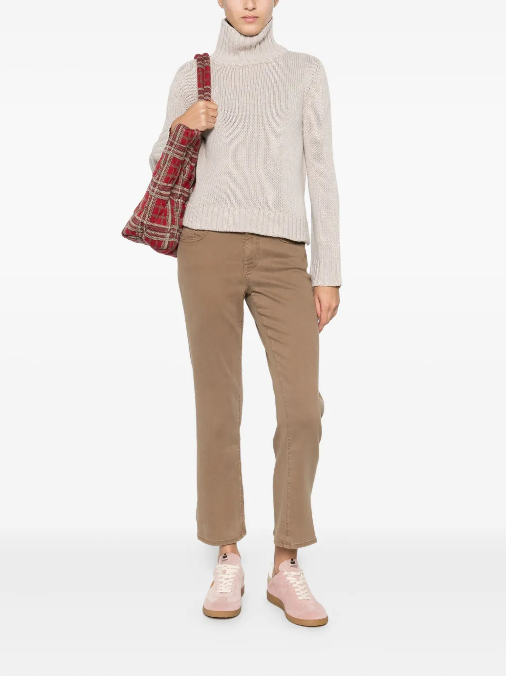 Intrecci Roll-neck Sweater In Neutral