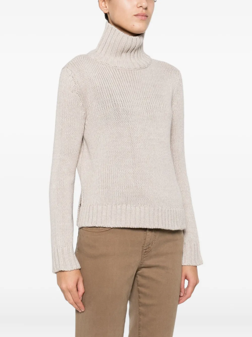 Intrecci Roll-neck Sweater In Neutral