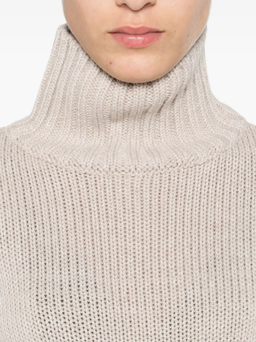 Intrecci Roll-neck Sweater In Neutral