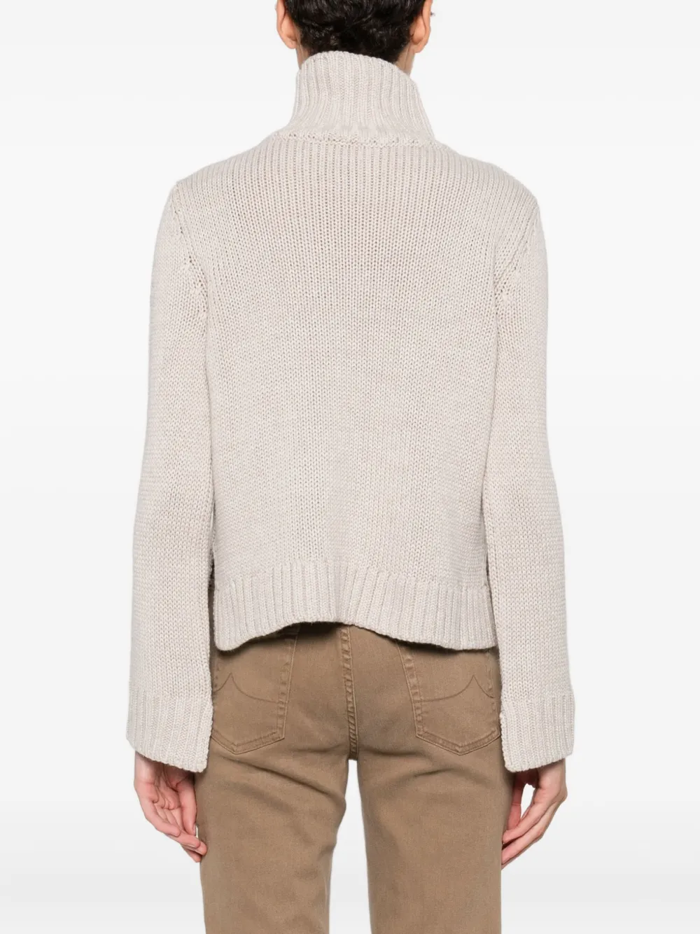 Intrecci Roll-neck Sweater In Neutral
