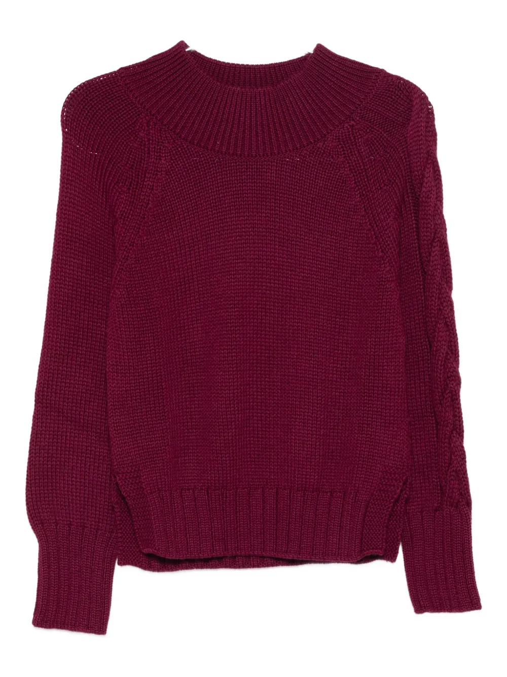 Intrecci Cable-knit Crew-neck Sweater In Red